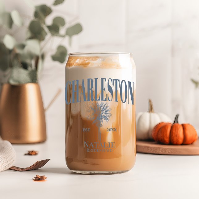 Luxe Palm Trees Charleston Coastal Bachelorette Can Glass (Creator Uploaded)