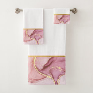 LUXE PASTEL WHITE MARBLE GOLD BATHROOM TOWEL SET