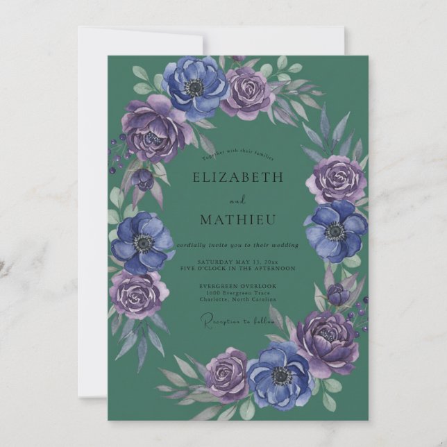 Luxe Periwinkle Violet Painted Wedding Invitation (Front)