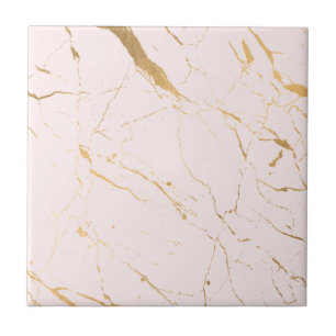 Luxe Pink and Gold Marble Ceramic Tile