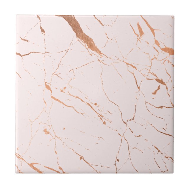 Luxe Pink and Rose Gold Marble Ceramic Tile (Front)