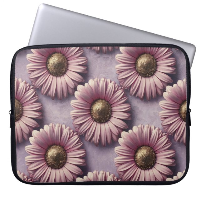 Luxe Pink Daisies Laptop Case (Front)