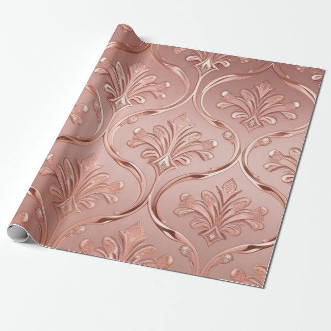 Luxe Pink Glitzy Foil Rose Gold Blush Glam  Wrapping Paper (Unrolled)