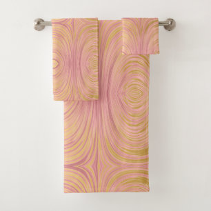 LUXE PINK GOLD ABSTRACT BATHROOM TOWEL SET