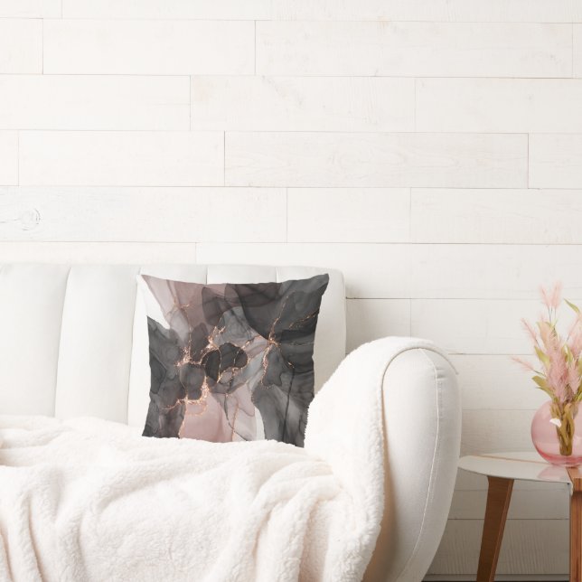 LUXE PINK GOLD FLOATING ROSE CUSHION (Couch)