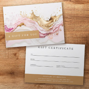 Luxe Pink Gold Splash Business Gift Certificate