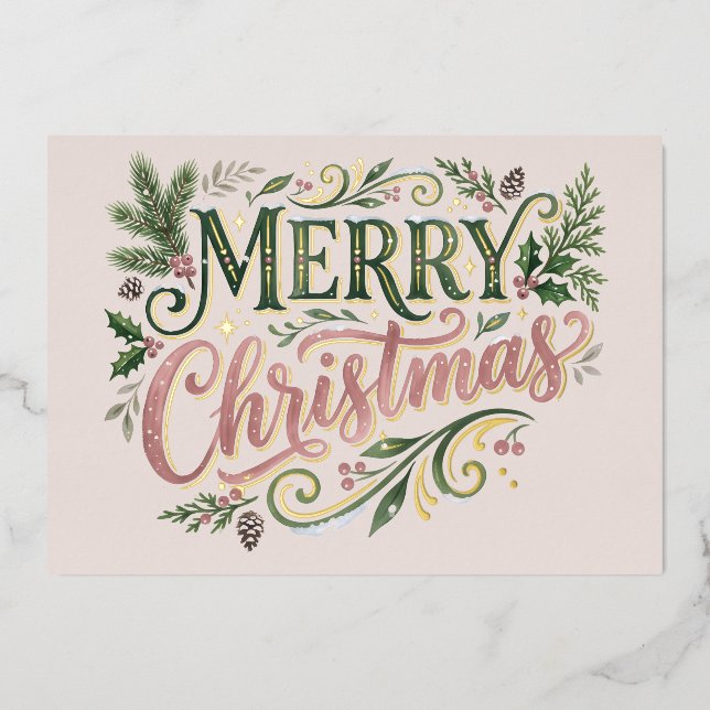 Luxe Pink Hand Lettering Photo Card (Front)