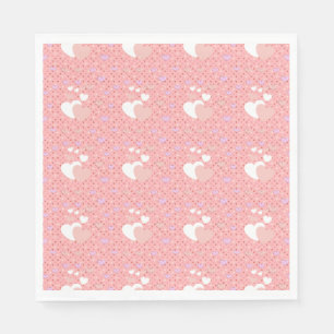 Luxe pink hearts vibrant romantic wallpaper napkin