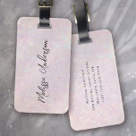 Luxe Pink Iridescent Calligraphy Luggage Tag<br><div class="desc">Level up your luggage with our personalised tags</div>