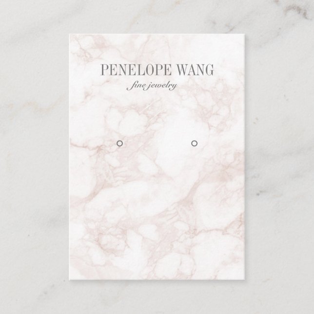 Luxe Pink Marble Jewellery  Earring display Business Card (Front)