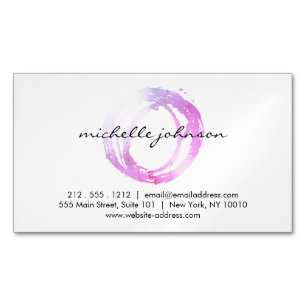 Luxe Pink Painted Circle Magnetic Business Card