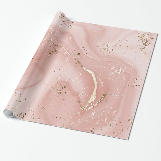 LUXE PINk ROSE MARBLE WRAPPING PAPER  (Unrolled)
