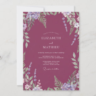 Luxe Plum Wildflower Wedding Invitation