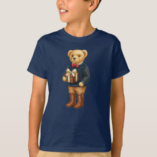 Luxe Preppy Plaid Christmas Teddy Bear T-Shirt