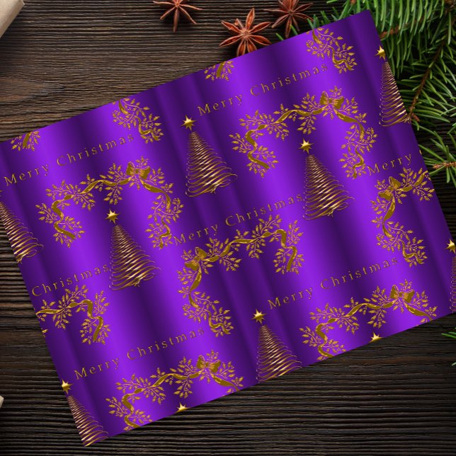Luxe Purple and Gold Christmas Tissue Paper (Creator Uploaded)