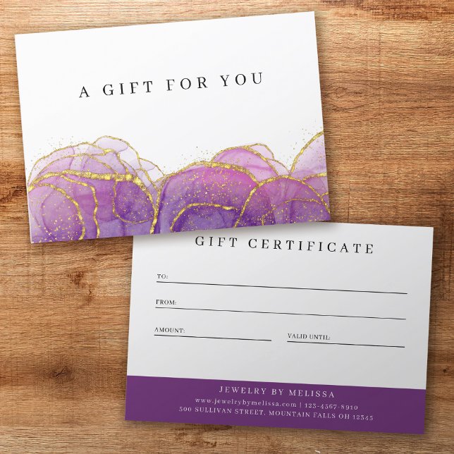 Luxe Purple Gold Business Gift Certificate (Creator Uploaded)