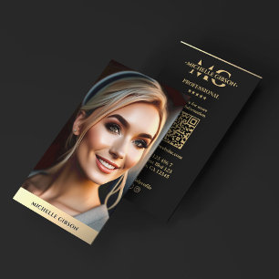 Luxe Realtor Photo Faux Gold Marketing Monogram  Business Card