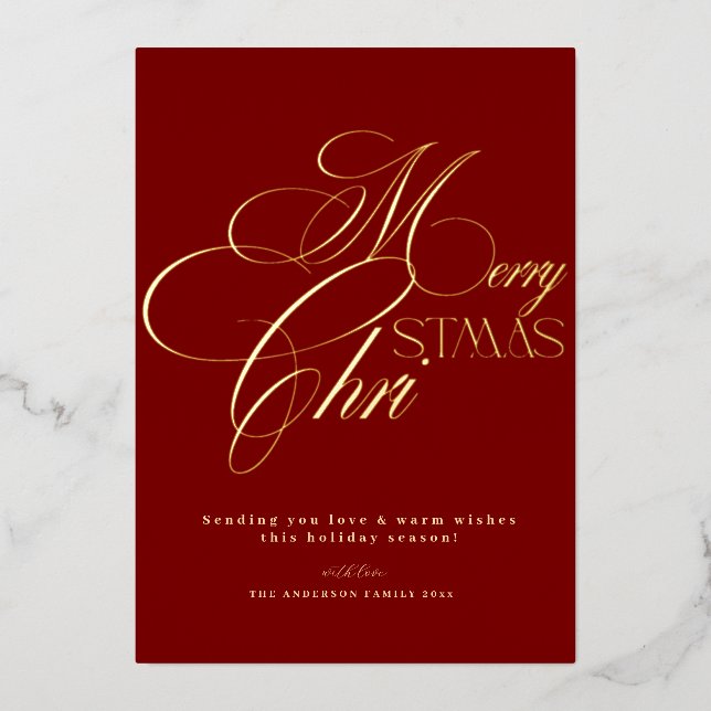 Luxe Red Gold Foil Merry Christmas (Front)
