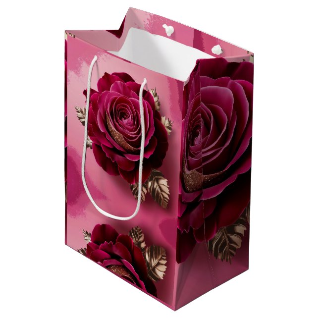  Luxe Red Rose Gift Bag (Front Angled)