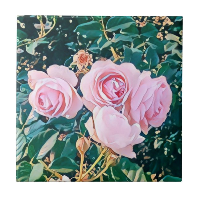 luxe romantic flowers botanical wallpaper tile (Front)