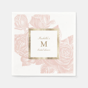 Luxe rose blush gold vintage bridal shower napkin