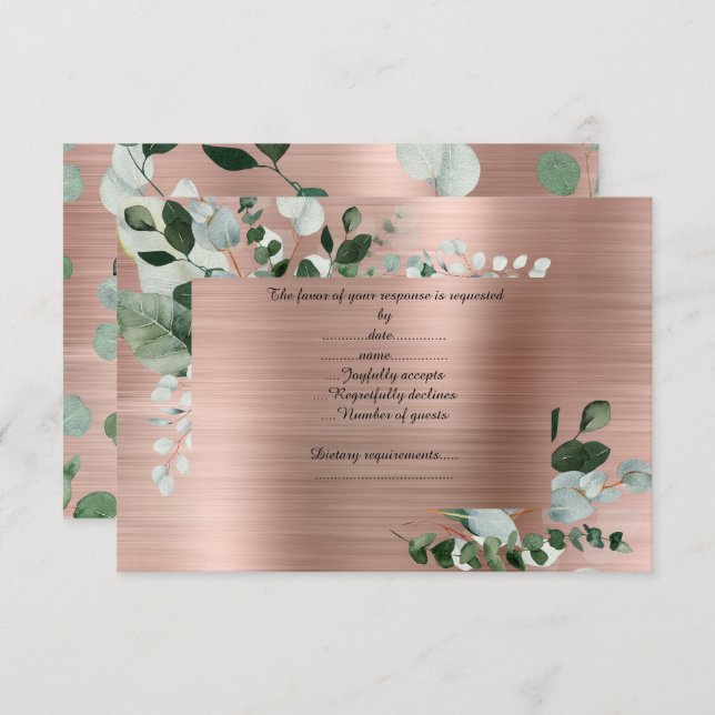 LUXE ROSE GOLD BOTANICAL RESPONSE CARD (Front/Back)