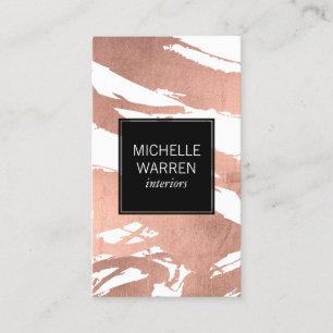 Luxe Rose Gold Brushstrokes Designer Business Card