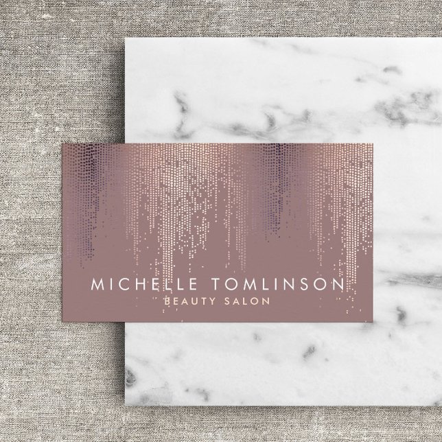 Luxe Rose Gold Confetti Rain Pattern Business Card (Creator Uploaded)