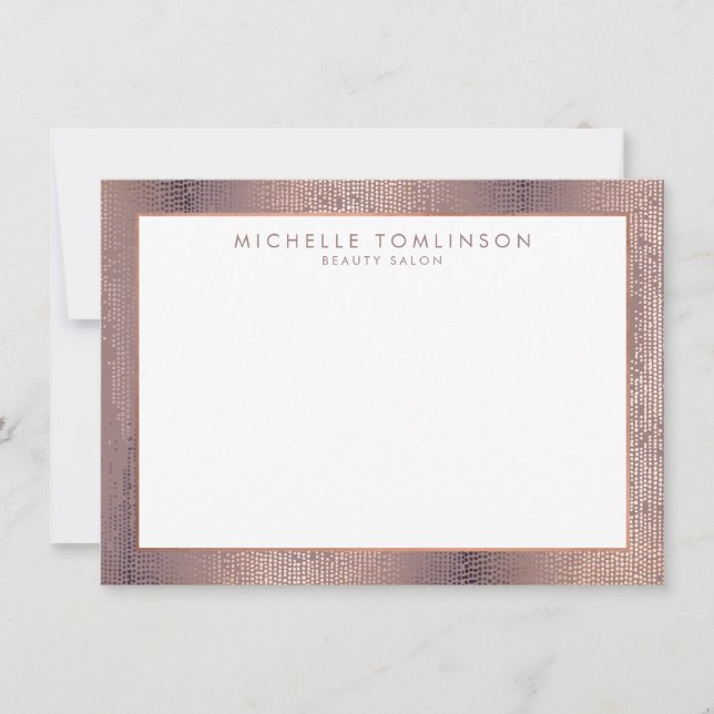 Luxe Rose Gold Confetti Rain Pattern Flat Notecard (Front)