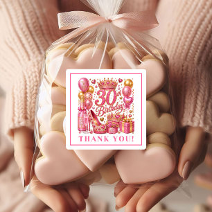Luxe Rose Gold Glitter 30th Birthday Stickers