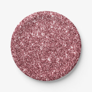 Luxe Rose Gold Glitter Party Paper Plate
