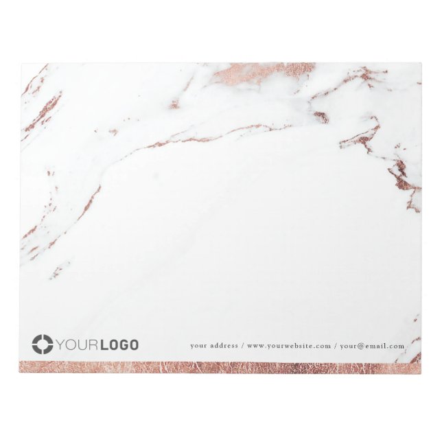 Luxe rose gold marble personalised Stationery Notepad (Front)