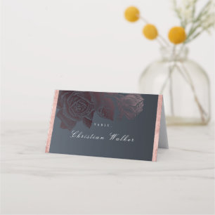 Luxe rose gold moody vintage botanical wedding place card