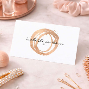 Luxe Rose Gold Painted Circle Beauty Salon Owner Business Card