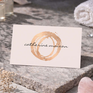 Luxe Rose Gold Painted Circle Esthetician Pink Business Card