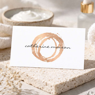 Luxe Rose Gold Painted Circle Esthetician Skincare Business Card