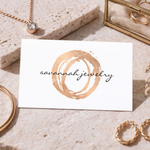 Luxe Rose Gold Painted Circle Jewelry Designer Business Card