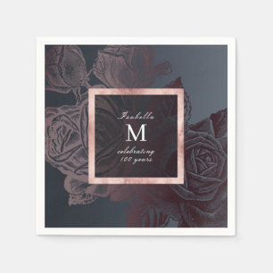 Luxe rose gold vintage botanical bridal shower napkin
