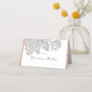 Luxe rose gold vintage botanical floral wedding place card
