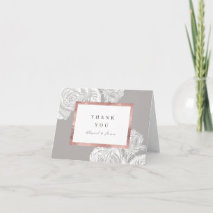 Luxe rose gold vintage botanical floral wedding thank you card