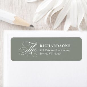 Luxe Sage Green Calligraphy Wedding Return Address
