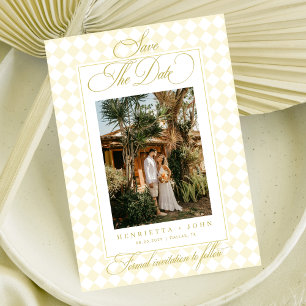 Luxe Script Citrus Yellow Refined Summer Wedding Save The Date