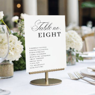 Luxe Script Seating Chart Names Elegant Wedding Table Number