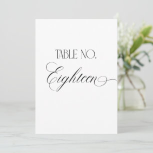 Luxe Script Wedding Table Number Eighteen Sign