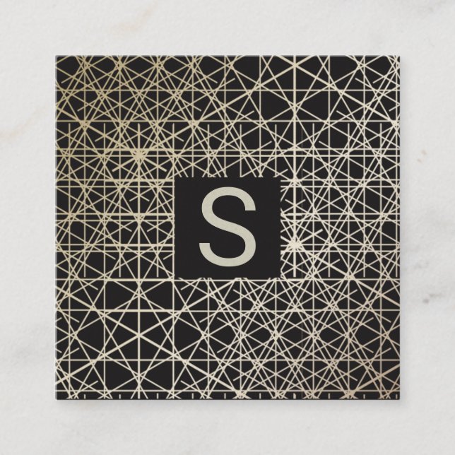 LUXE Silver Gold Minimalist Geometric Pattern Square Business Card (Front)