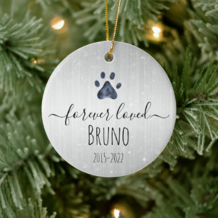 Luxe Silver Metal Forever Loved Pet Memorial Ceramic Tree Decoration