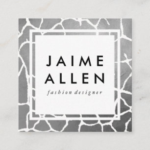Luxe Silver Pattern Square Business Card