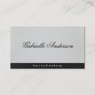 Luxe Simple White and Black Leather Business Card