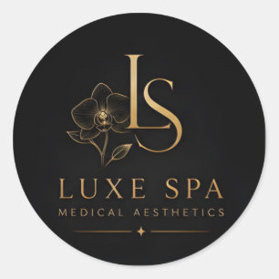 Luxe Spa Luxury Lotus Wellness Clinic Logo Classic Round Sticker