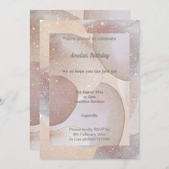 LUXE SPACE BUBBLE BIRTHDAY PARTY INVITATION (Front/Back)